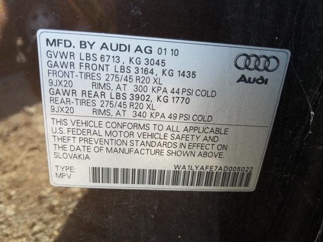 Photo 9 VIN: WA1LYAFE7AD005022 - AUDI Q7 PREMIUM 