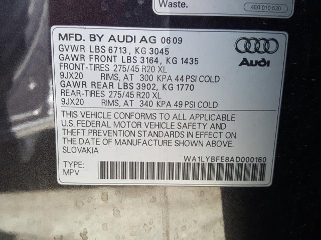 Photo 9 VIN: WA1LYBFE8AD000160 - AUDI Q7 PREMIUM 