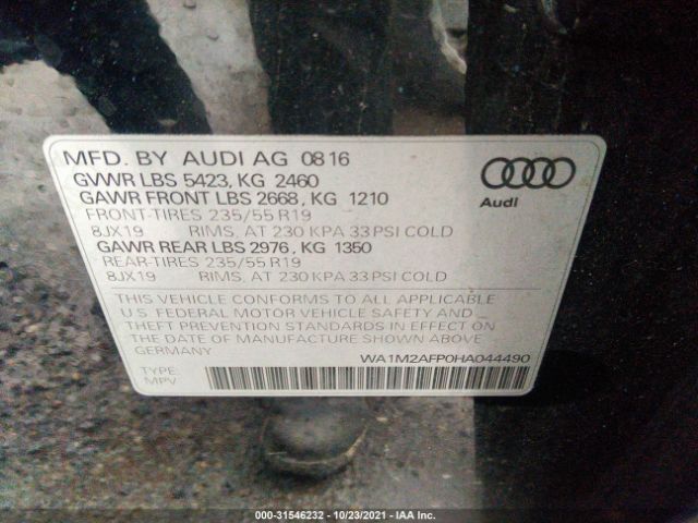 Photo 8 VIN: WA1M2AFP0HA044490 - AUDI Q5 