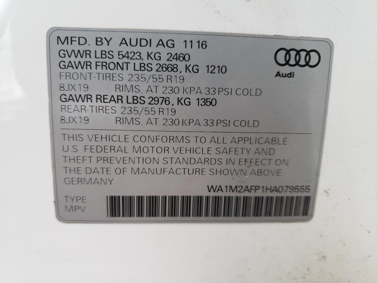 Photo 12 VIN: WA1M2AFP1HA079555 - AUDI Q5 