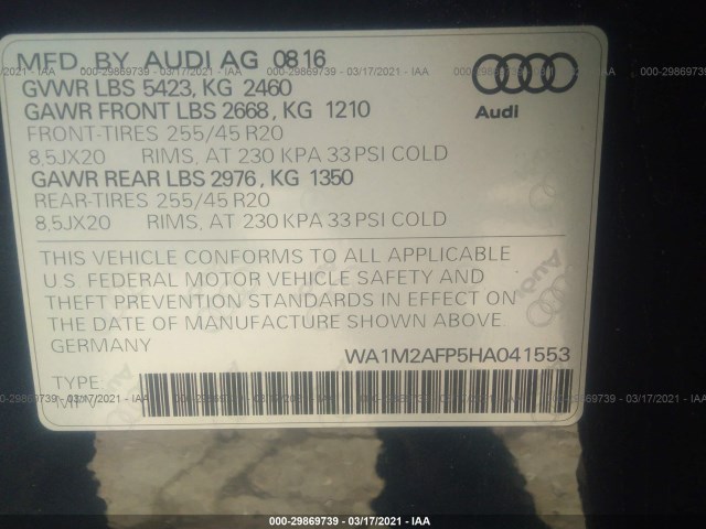 Photo 8 VIN: WA1M2AFP5HA041553 - AUDI Q5 