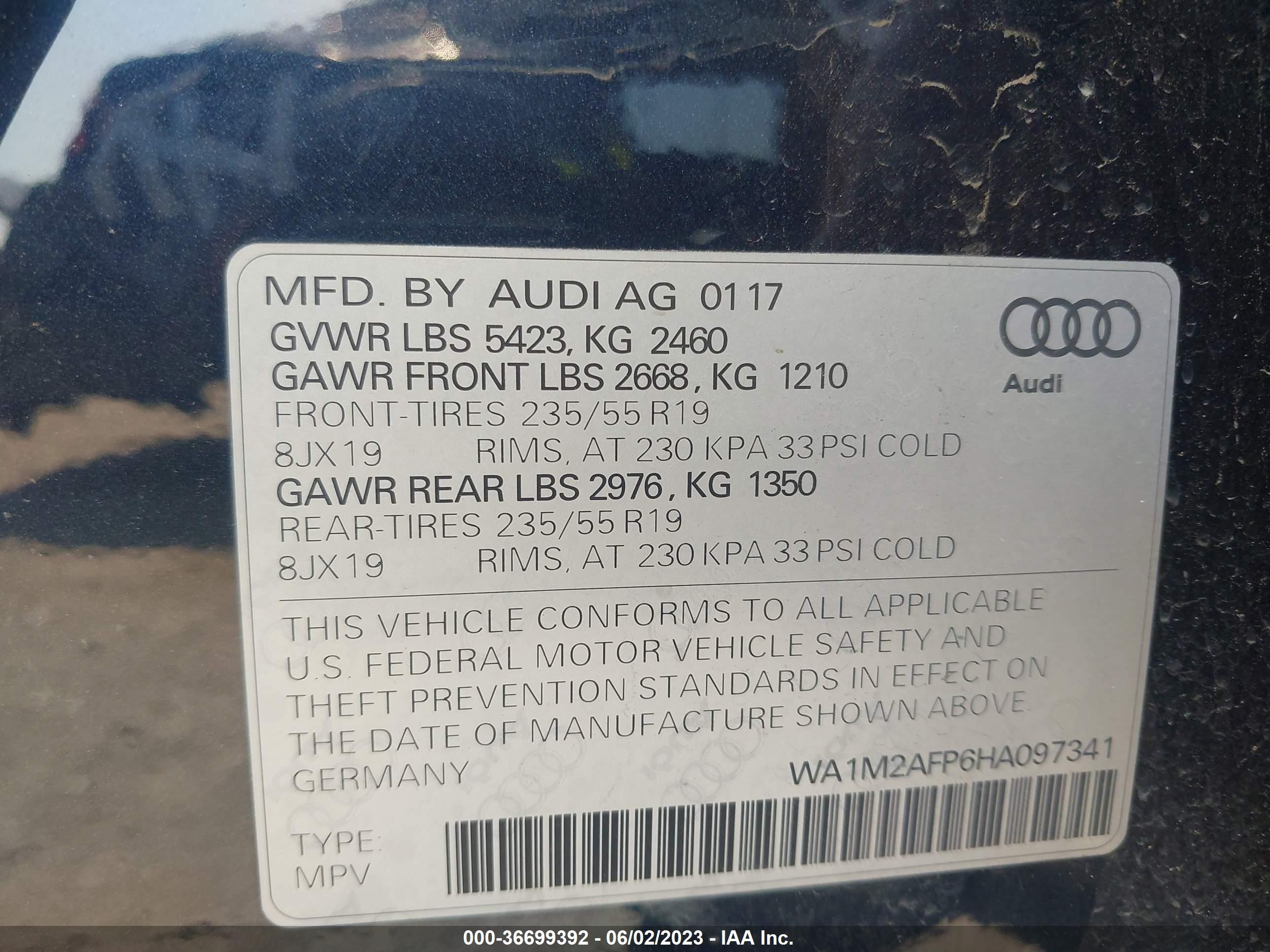 Photo 8 VIN: WA1M2AFP6HA097341 - AUDI Q5 