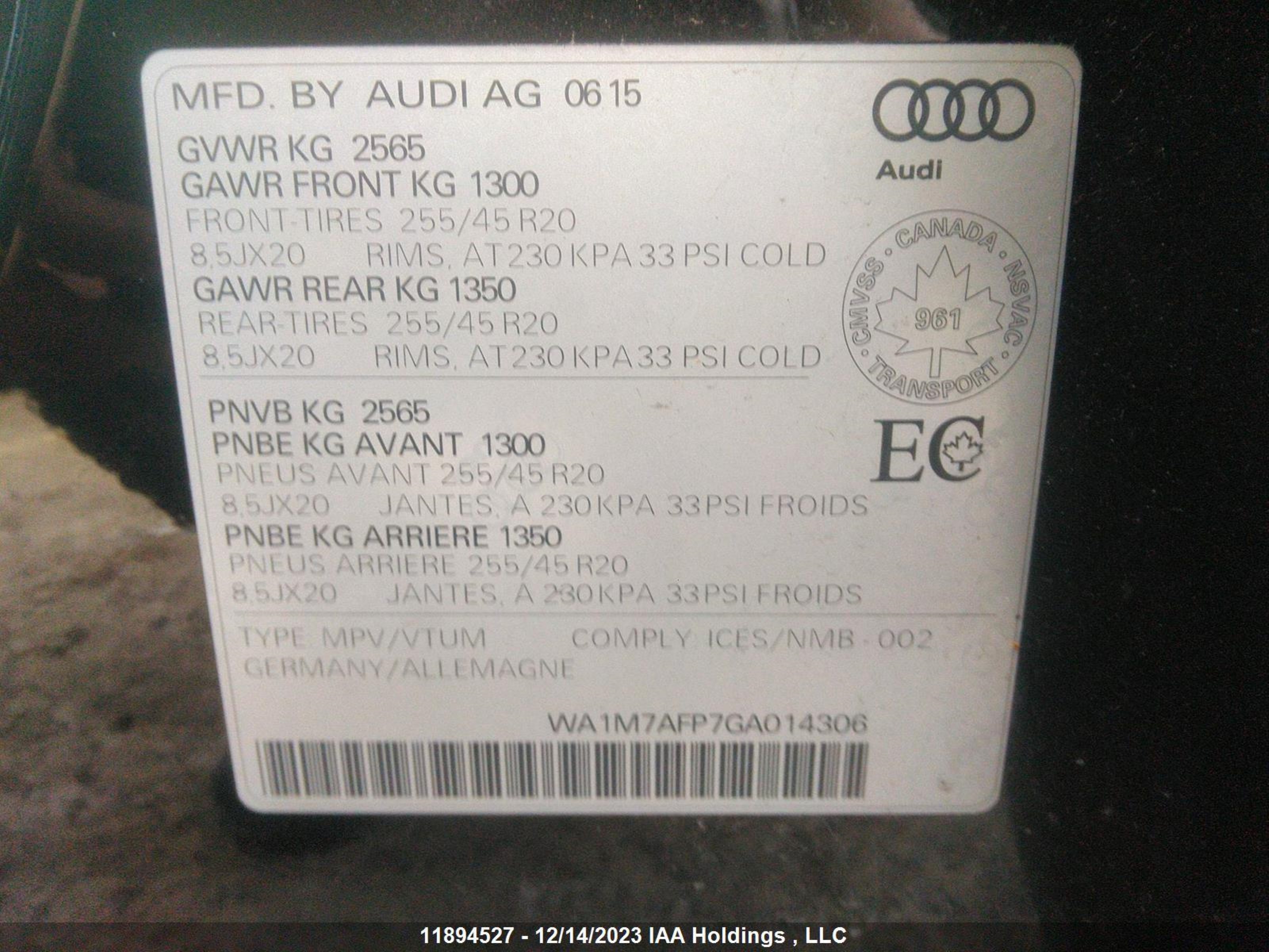 Photo 8 VIN: WA1M7AFP7GA014306 - AUDI Q5 