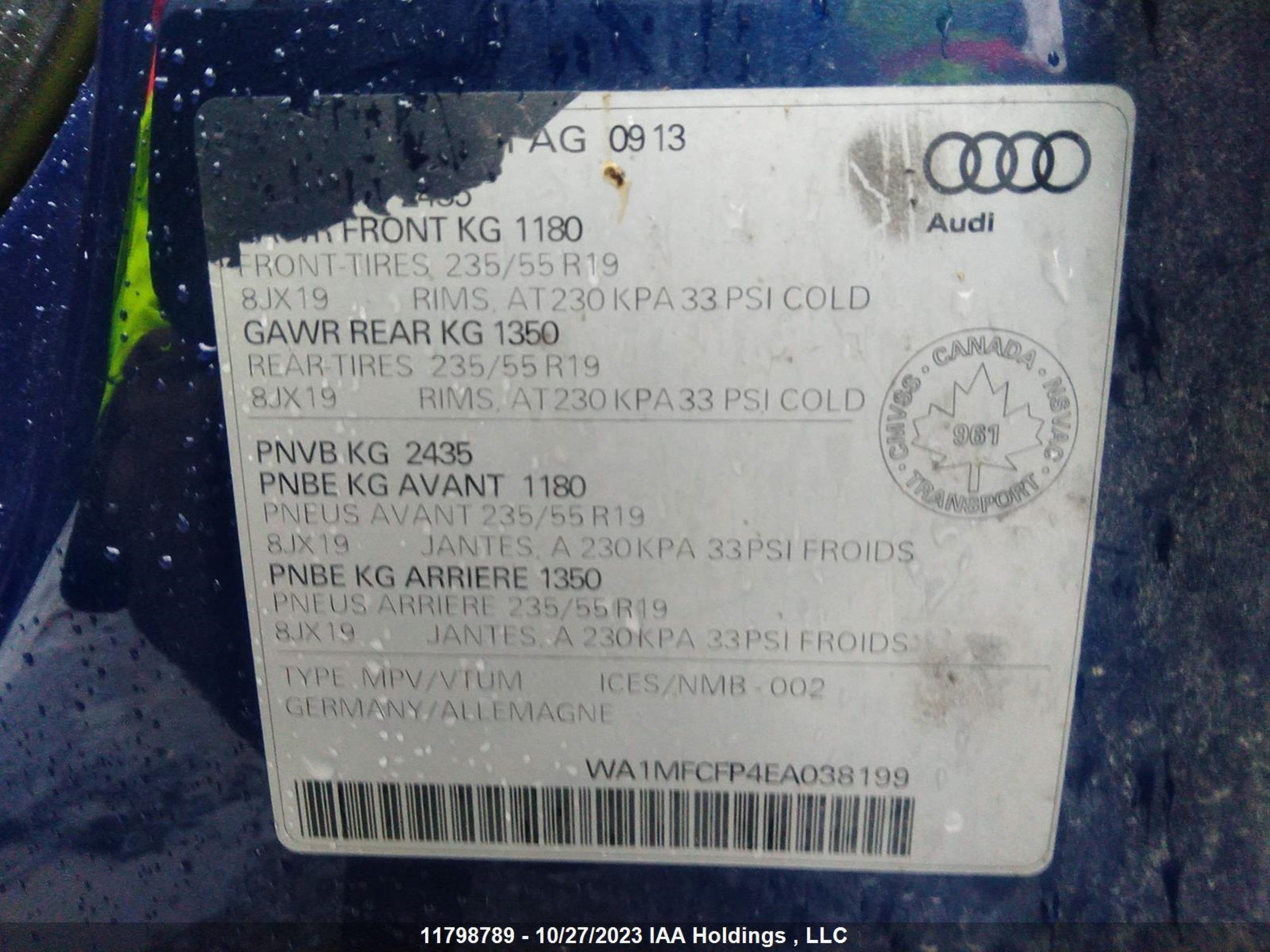 Photo 8 VIN: WA1MFCFP4EA038199 - AUDI Q5 