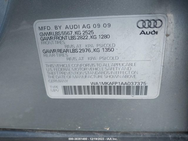 Photo 8 VIN: WA1MKAFP1AA037375 - AUDI Q5 