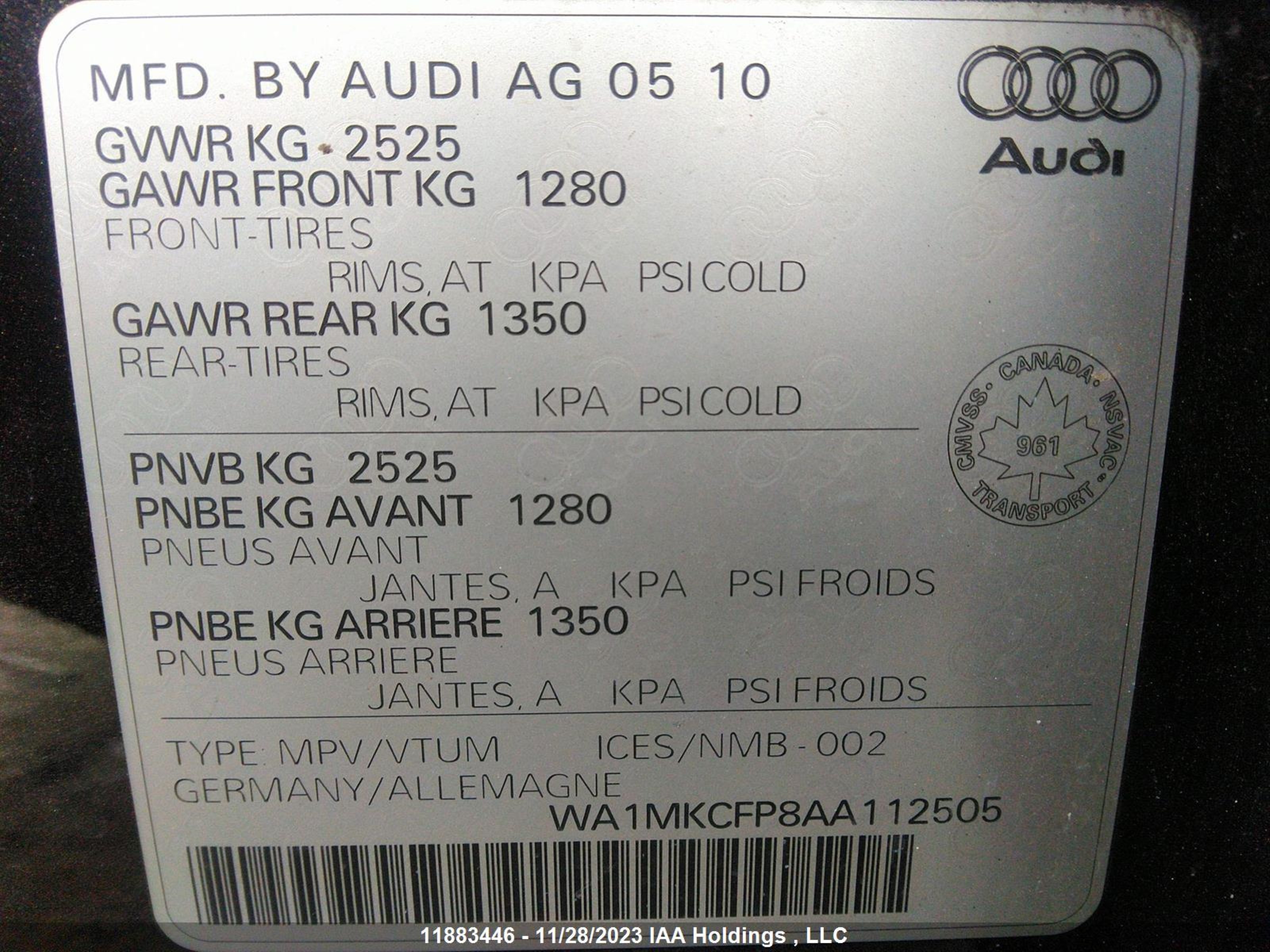 Photo 8 VIN: WA1MKCFP8AA112505 - AUDI Q5 