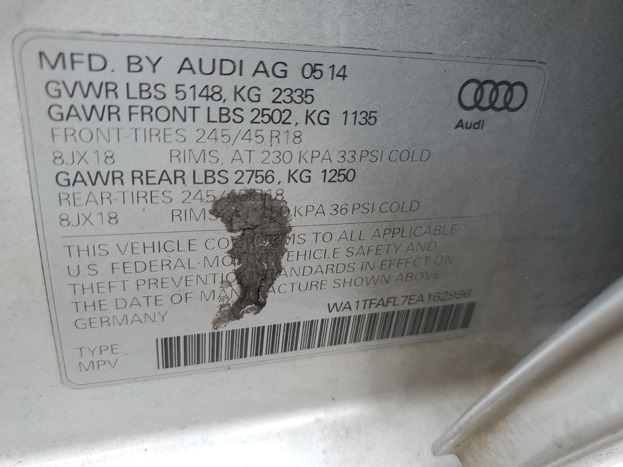 Photo 12 VIN: WA1TFAFL7EA162996 - AUDI A4 