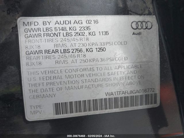 Photo 8 VIN: WA1TFAFL8GA016772 - AUDI A4 ALLROAD 