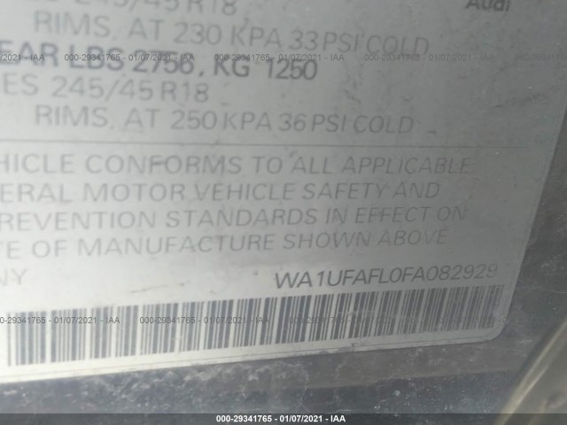 Photo 8 VIN: WA1UFAFL0FA082929 - AUDI A4 