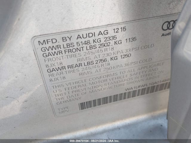 Photo 8 VIN: WA1UFAFL1GA014849 - AUDI ALLROAD 