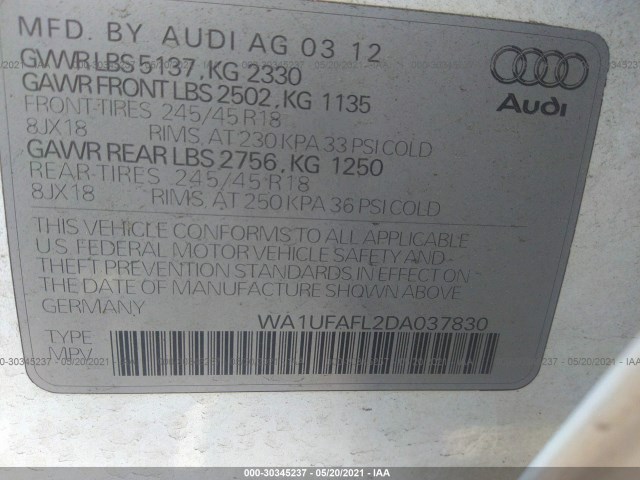 Photo 8 VIN: WA1UFAFL2DA037830 - AUDI ALLROAD 