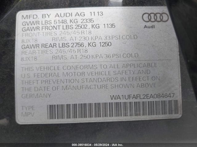 Photo 8 VIN: WA1UFAFL2EA084647 - AUDI A4 ALLROAD 