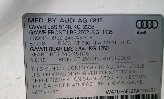 Photo 9 VIN: WA1UFAFL2FA119351 - AUDI A4 ALLROAD 