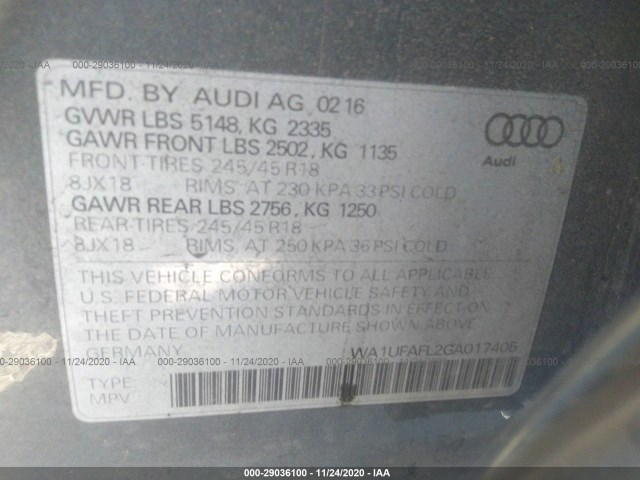 Photo 8 VIN: WA1UFAFL2GA017405 - AUDI ALLROAD 