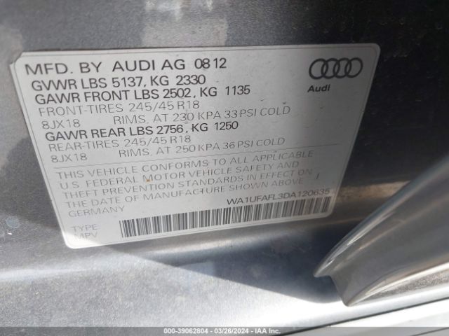 Photo 8 VIN: WA1UFAFL3DA120635 - AUDI ALLROAD 