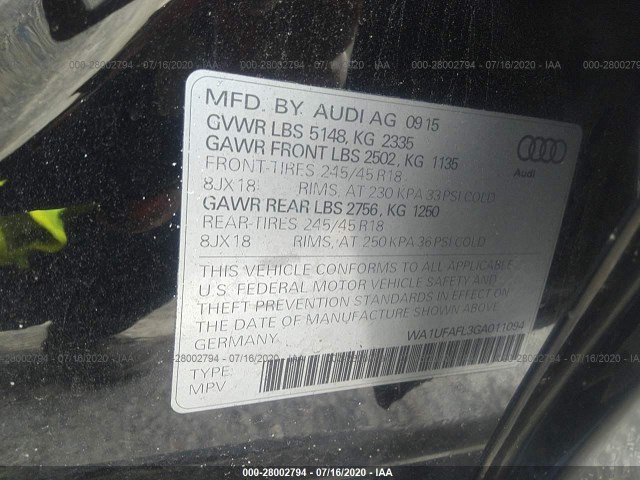 Photo 8 VIN: WA1UFAFL3GA011094 - AUDI ALLROAD 