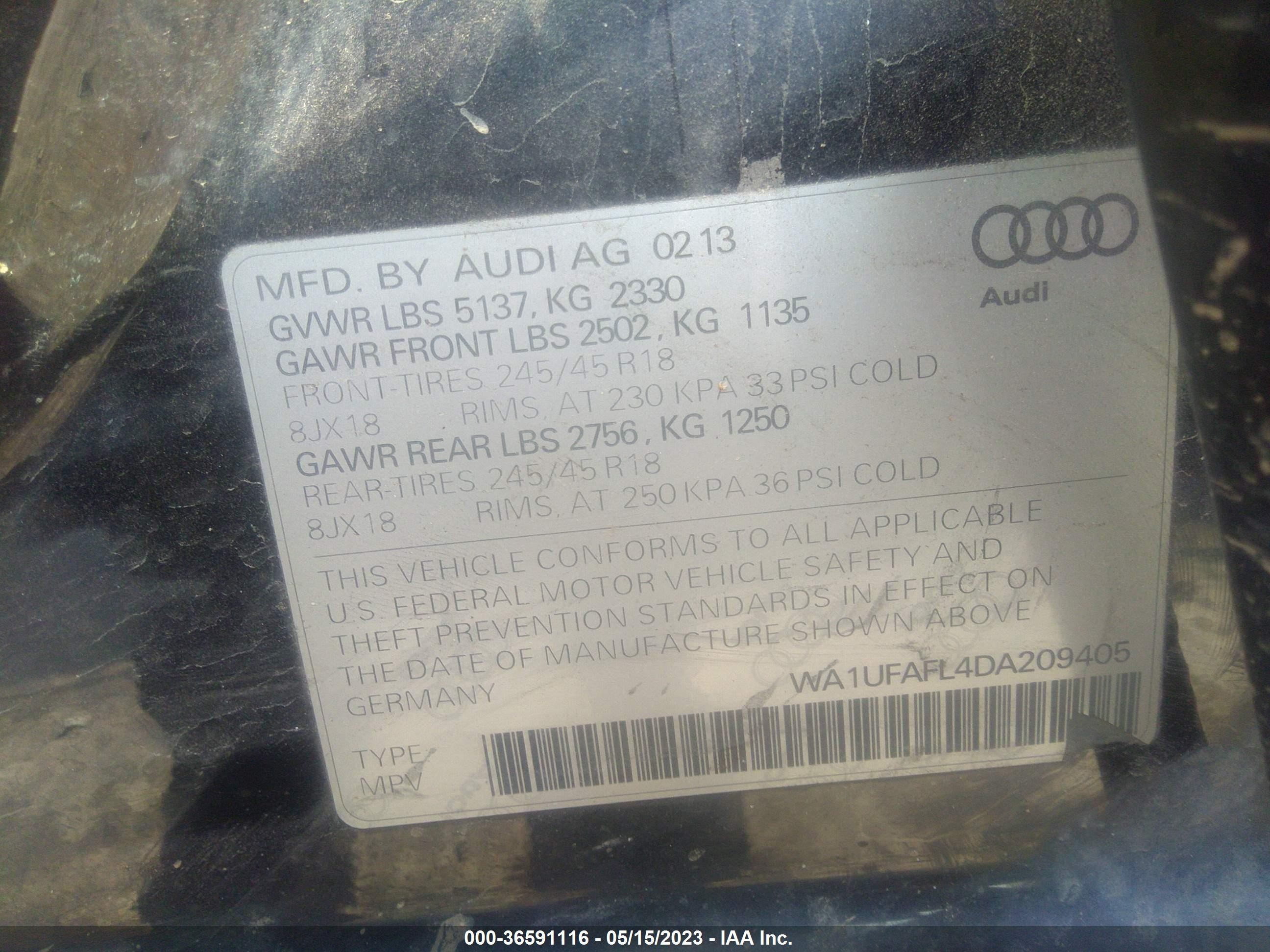 Photo 8 VIN: WA1UFAFL4DA209405 - AUDI ALLROAD 