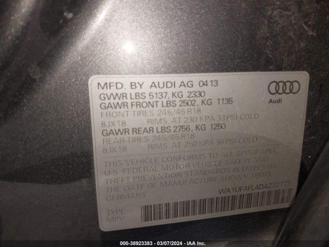 Photo 8 VIN: WA1UFAFL4DA232778 - AUDI ALLROAD 