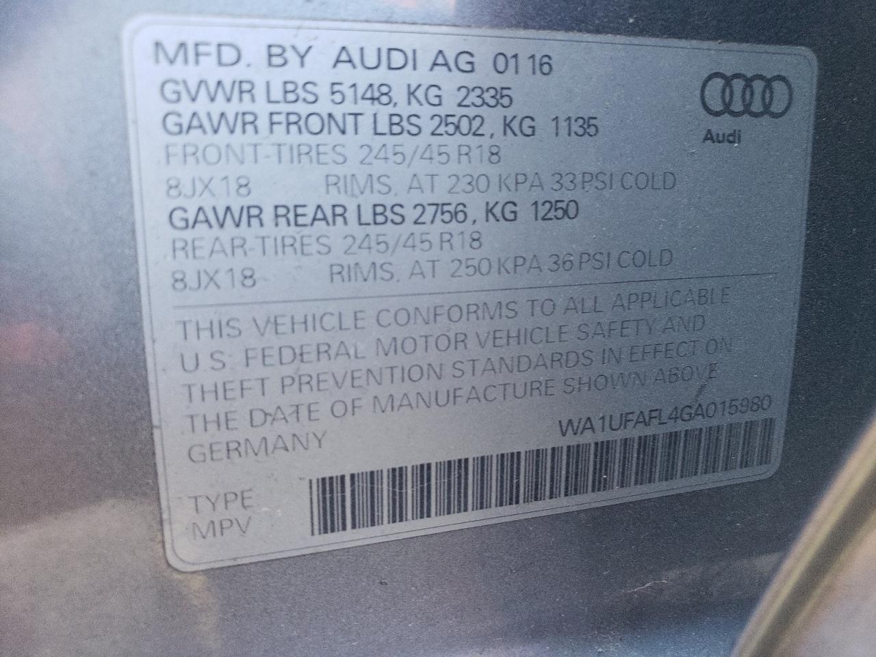 Photo 12 VIN: WA1UFAFL4GA015980 - AUDI A4 