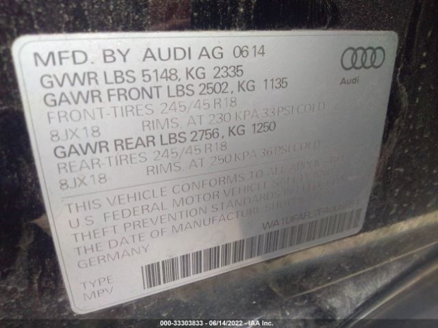 Photo 8 VIN: WA1UFAFL7FA008651 - AUDI ALLROAD 