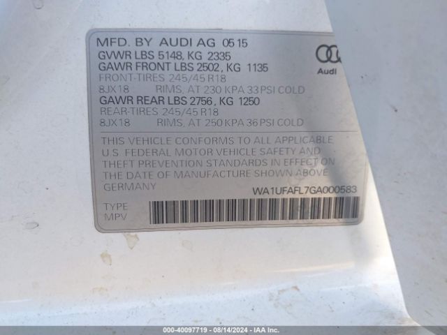 Photo 8 VIN: WA1UFAFL7GA000583 - AUDI A4 ALLROAD 