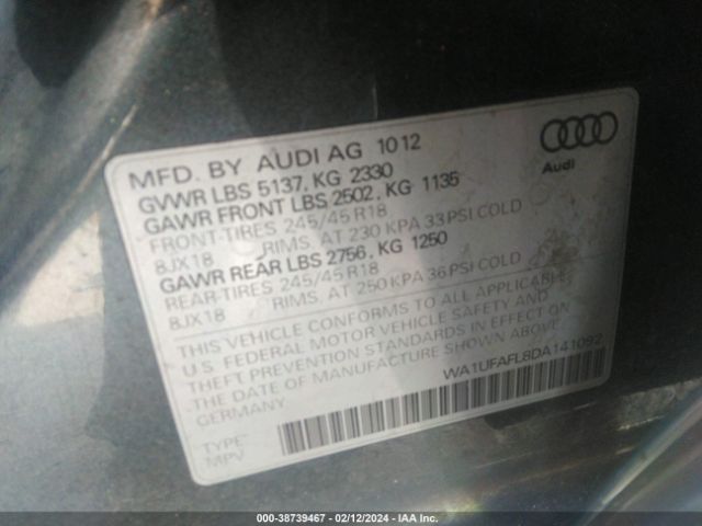 Photo 8 VIN: WA1UFAFL8DA141092 - AUDI ALLROAD 