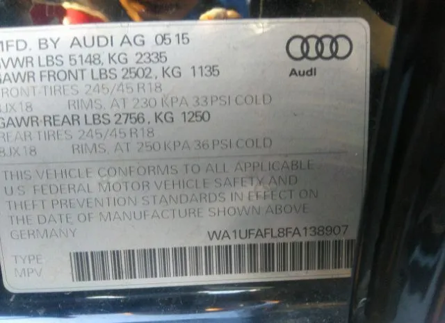 Photo 8 VIN: WA1UFAFL8FA138907 - AUDI ALLROAD 