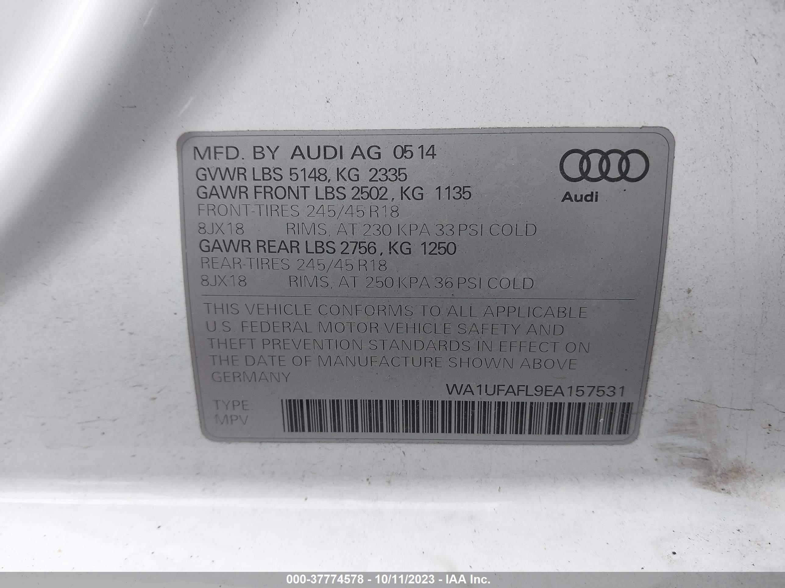 Photo 8 VIN: WA1UFAFL9EA157531 - AUDI ALLROAD 