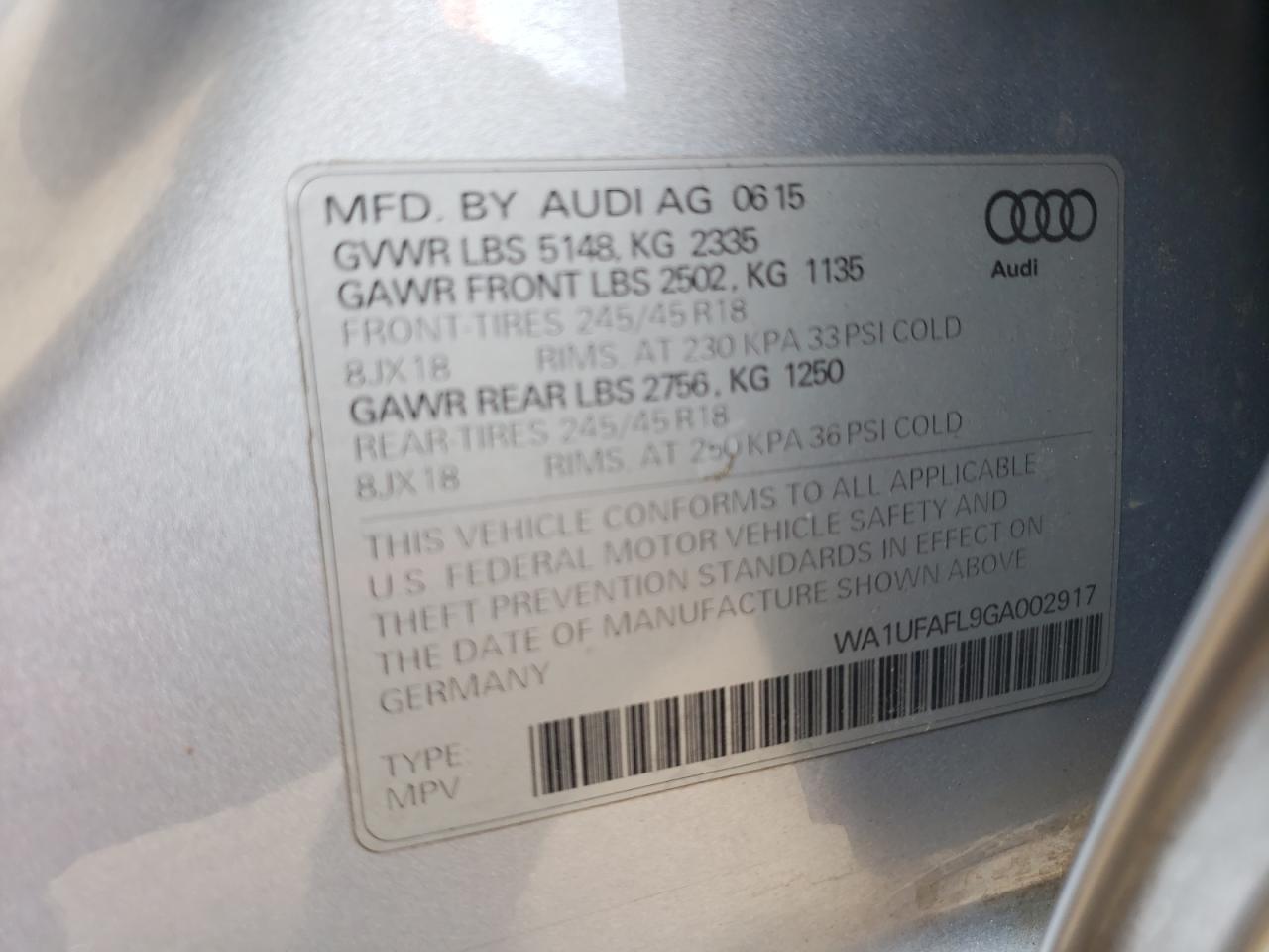 Photo 11 VIN: WA1UFAFL9GA002917 - AUDI A4 