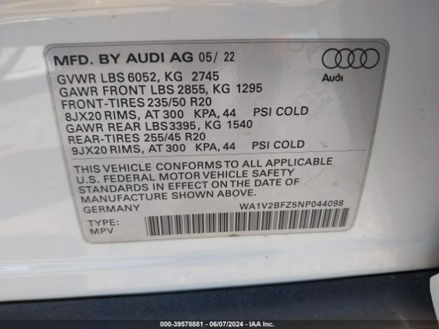 Photo 8 VIN: WA1V2BFZ5NP044098 - AUDI Q4 