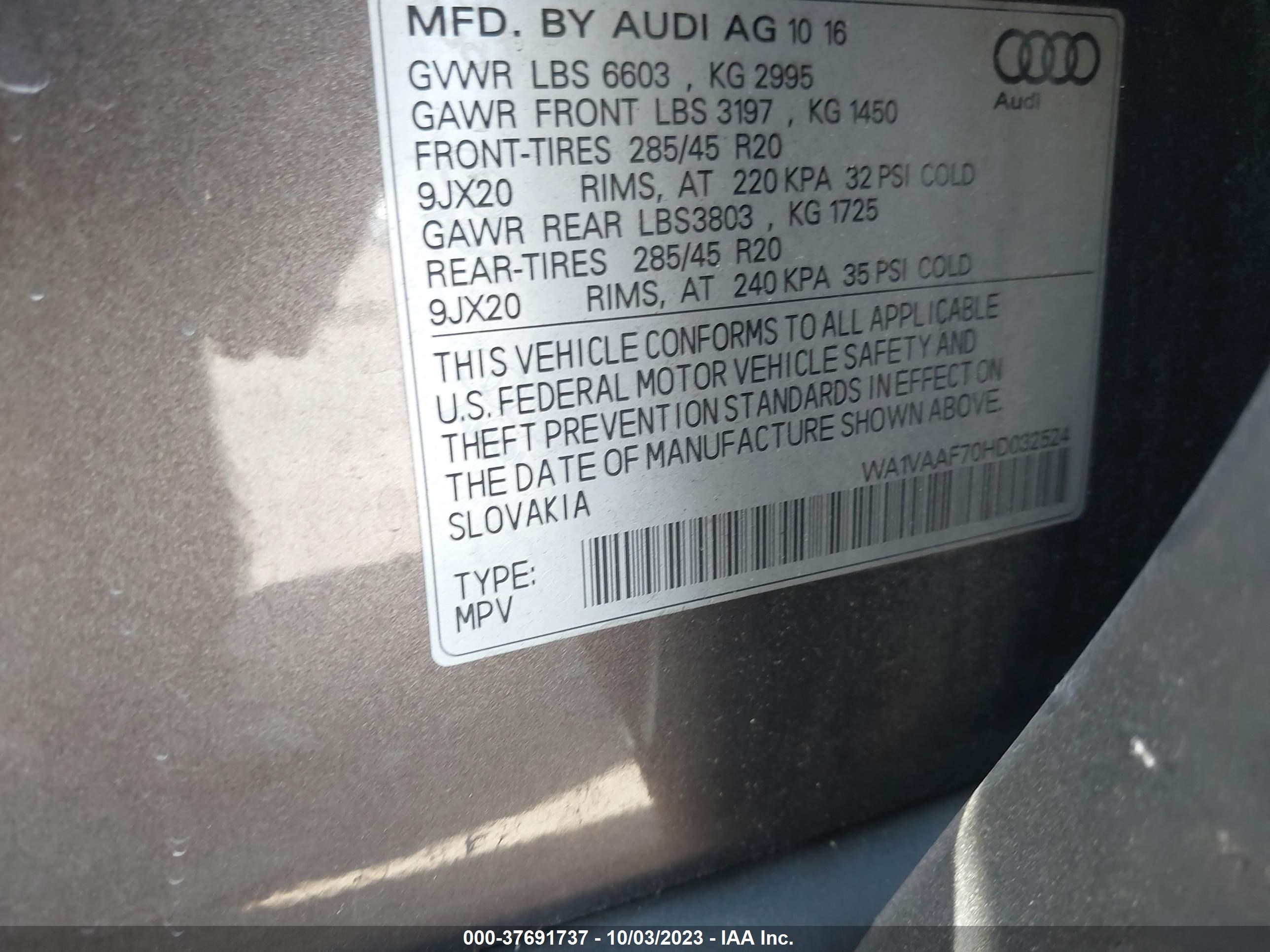 Photo 8 VIN: WA1VAAF70HD032524 - AUDI Q7 