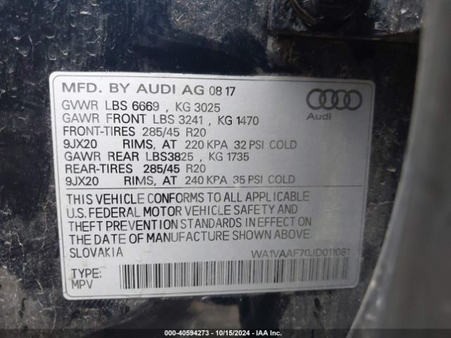 Photo 8 VIN: WA1VAAF70JD011081 - AUDI Q7 