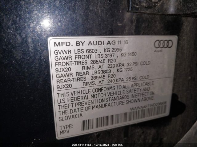 Photo 8 VIN: WA1VAAF71HD036808 - AUDI Q7 