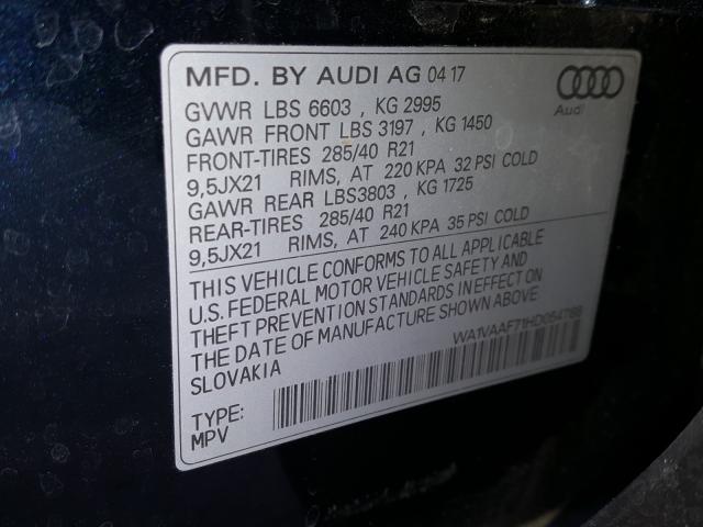 Photo 9 VIN: WA1VAAF71HD054788 - AUDI Q7 