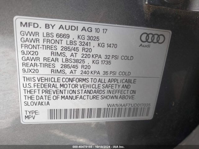 Photo 8 VIN: WA1VAAF71JD017035 - AUDI Q7 