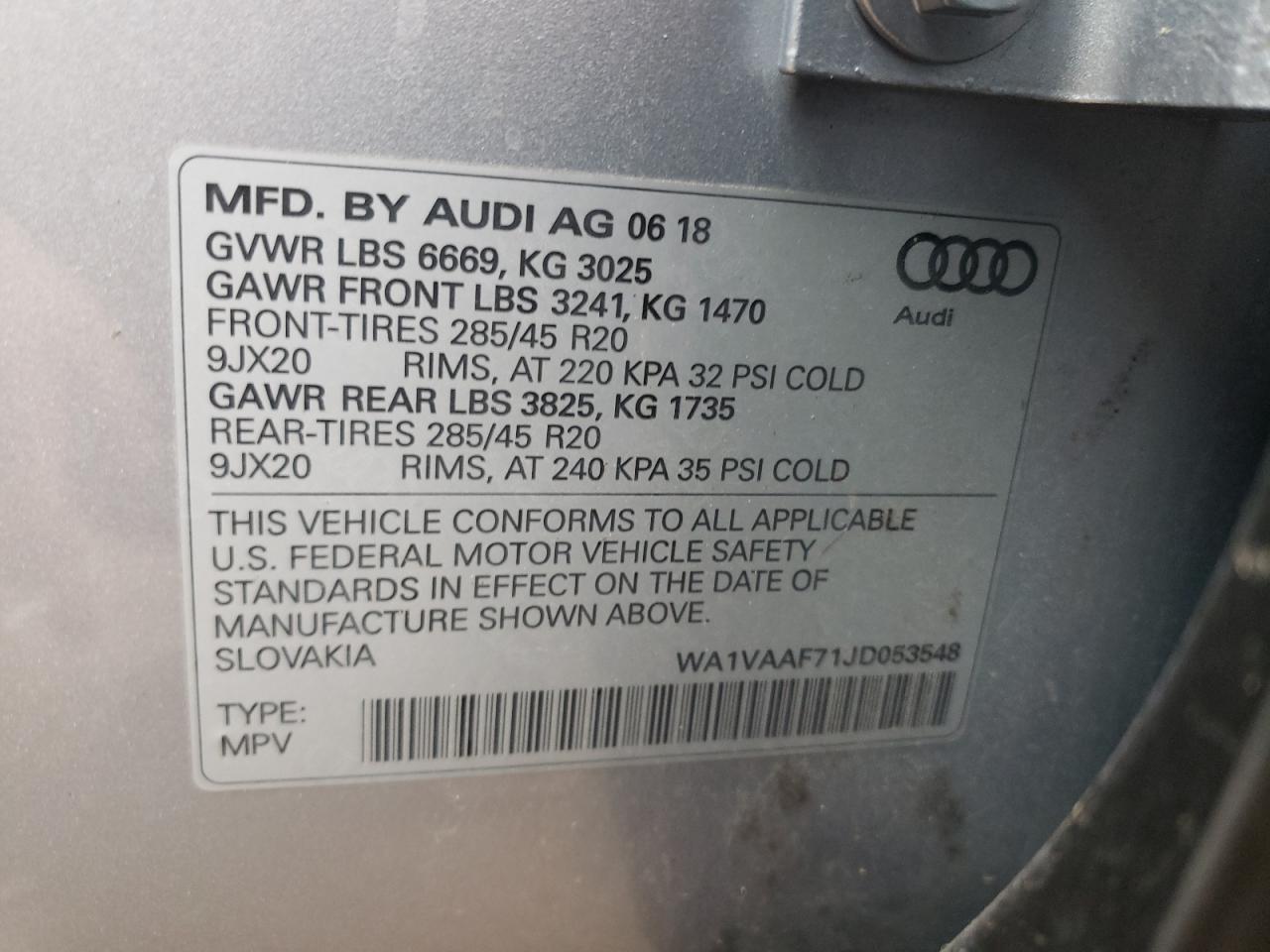 Photo 12 VIN: WA1VAAF71JD053548 - AUDI Q7 