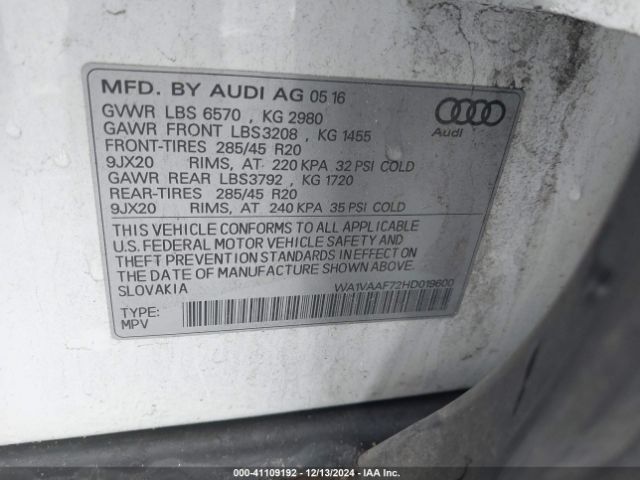 Photo 8 VIN: WA1VAAF72HD019600 - AUDI Q7 