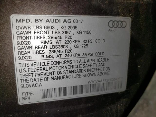 Photo 12 VIN: WA1VAAF72HD049311 - AUDI Q7 PRESTIG 