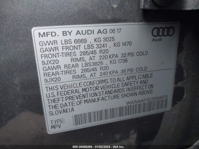 Photo 8 VIN: WA1VAAF72JD004570 - AUDI Q7 