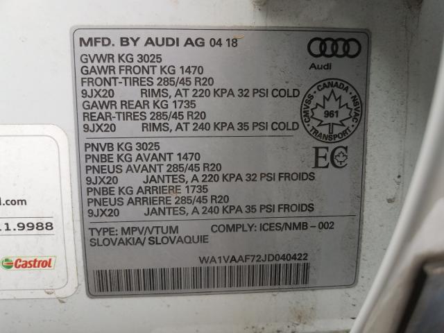 Photo 9 VIN: WA1VAAF72JD040422 - AUDI Q7 