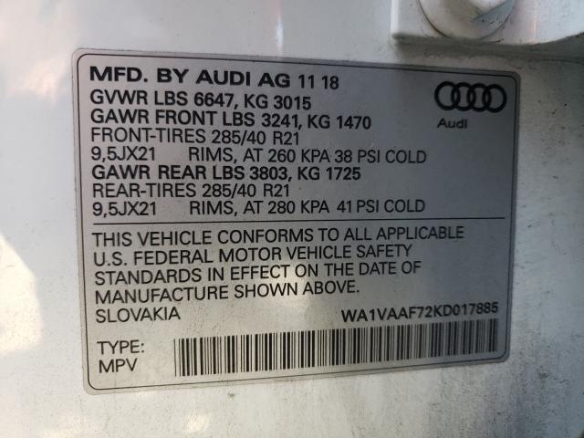 Photo 9 VIN: WA1VAAF72KD017885 - AUDI Q7 