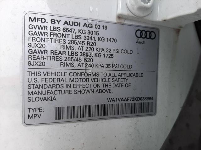 Photo 12 VIN: WA1VAAF72KD038994 - AUDI Q7 PRESTIG 