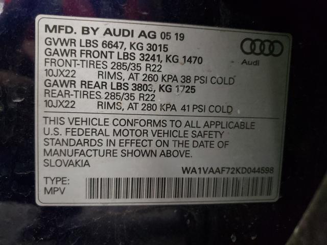 Photo 9 VIN: WA1VAAF72KD044598 - AUDI Q7 PRESTIG 