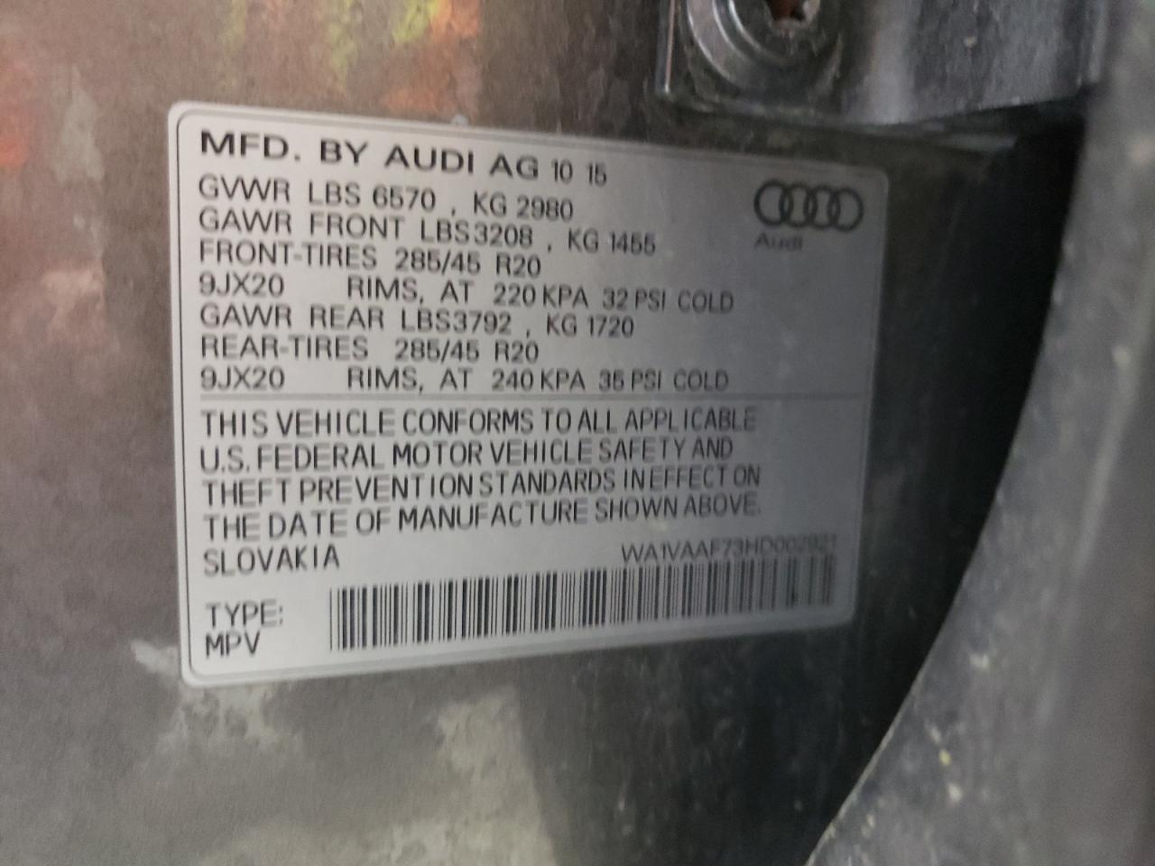 Photo 12 VIN: WA1VAAF73HD002921 - AUDI Q7 