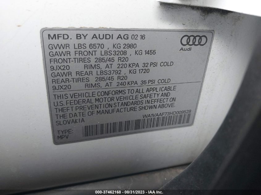 Photo 8 VIN: WA1VAAF73HD009528 - AUDI Q7 