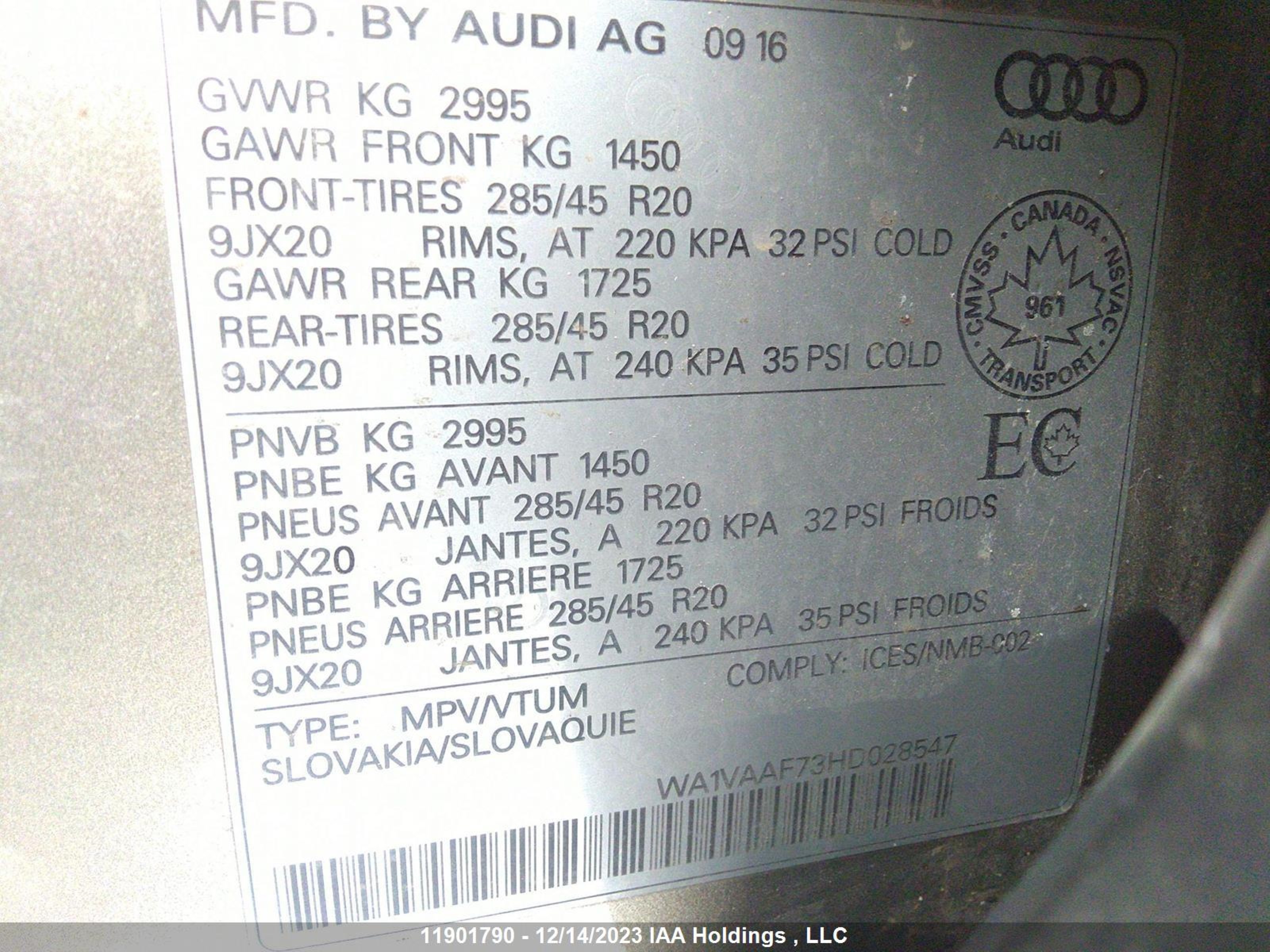 Photo 8 VIN: WA1VAAF73HD028547 - AUDI Q7 