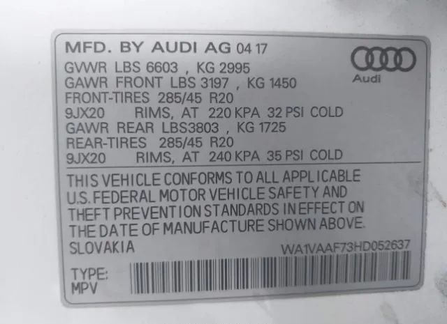 Photo 8 VIN: WA1VAAF73HD052637 - AUDI Q7 