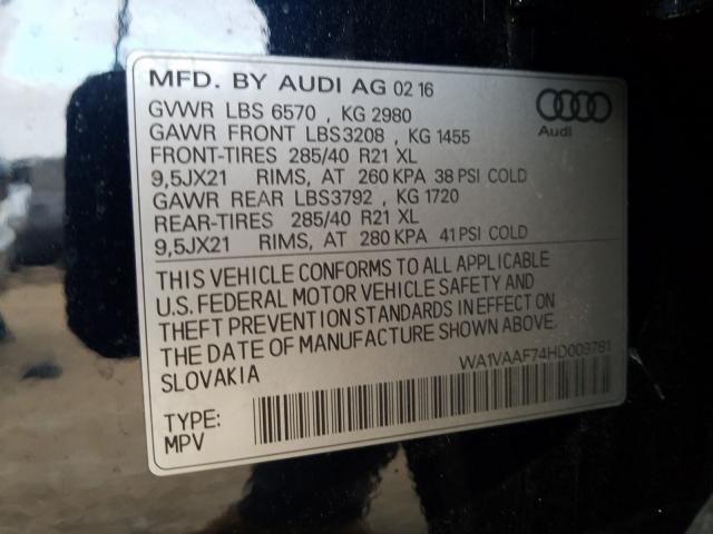 Photo 9 VIN: WA1VAAF74HD009781 - AUDI Q7 PRESTIG 