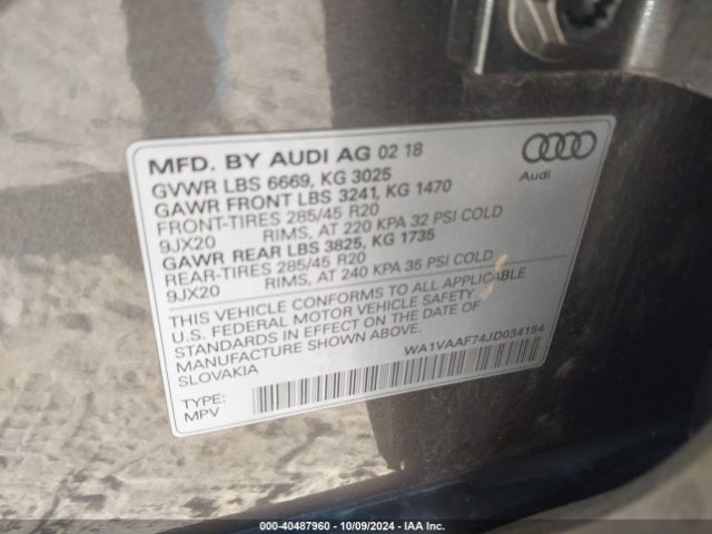 Photo 8 VIN: WA1VAAF74JD034184 - AUDI Q7 