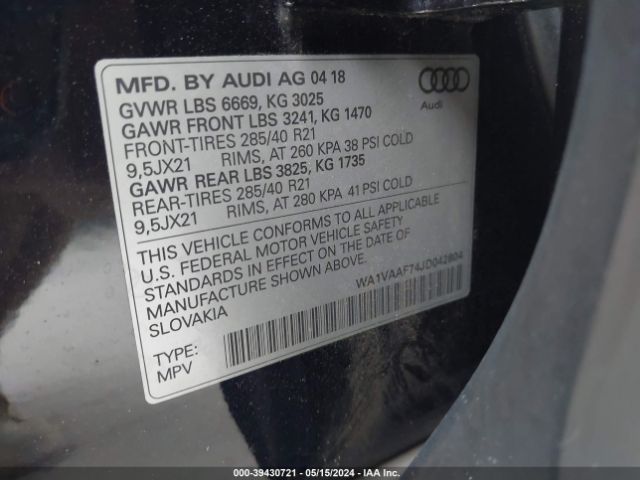 Photo 8 VIN: WA1VAAF74JD042804 - AUDI Q7 